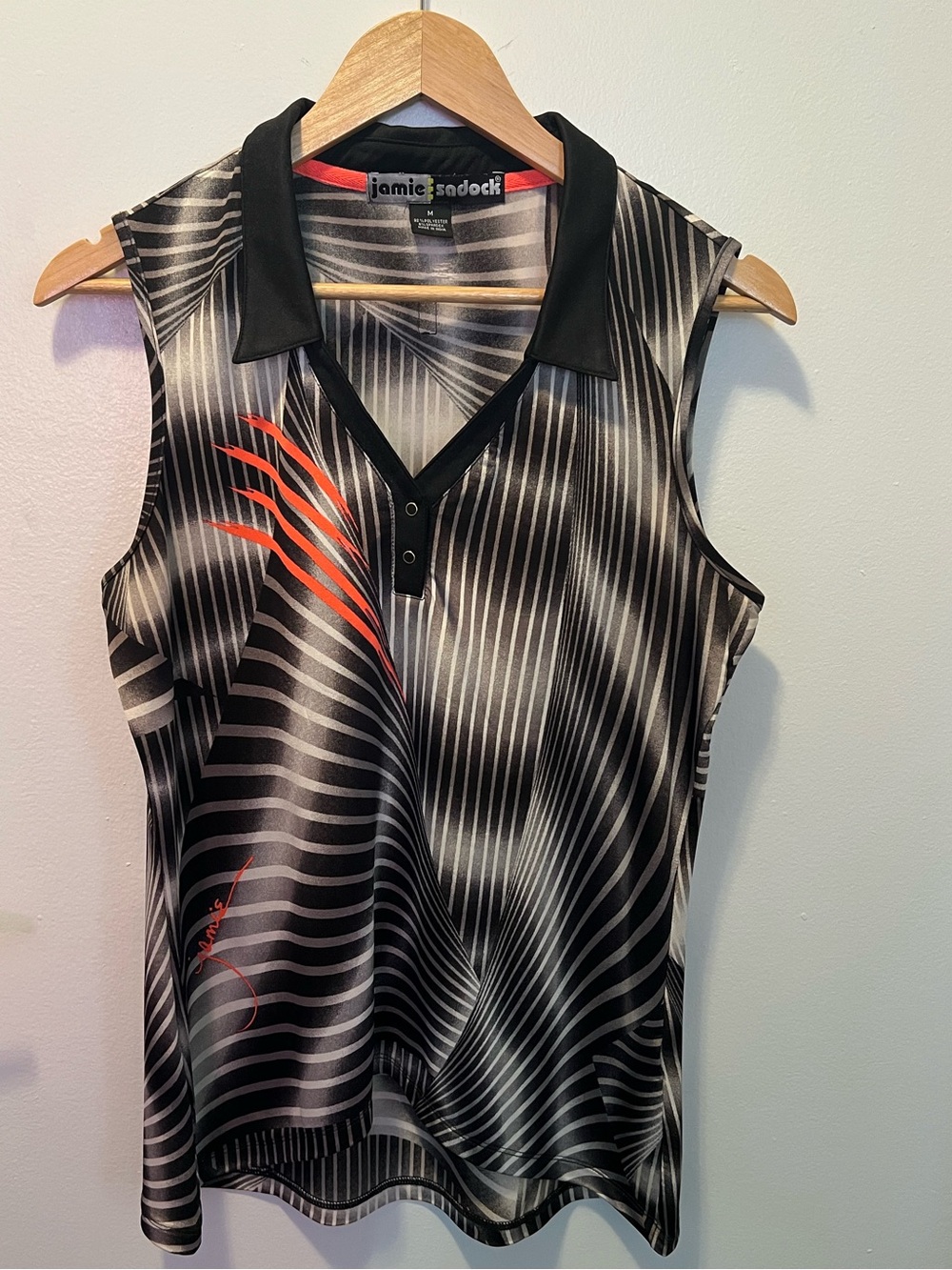 ⛳️ Jamie Sadock Optical Illusion Sleeveless Golf Polo Top Size M